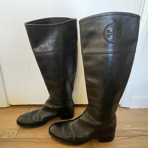 Like new Tory Burch Women's Black Leather Tall Riding Boots Size US 7.5